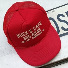 Vintage Huck&apos;s Cafe Commerce Georgia Hwy 441 Red Mesh Trucker Hat Company Logo  eb-66372592